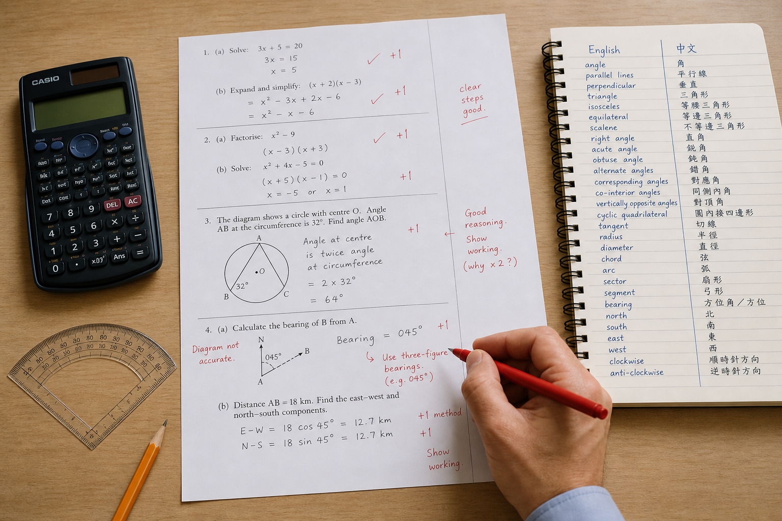 1:1 IGCSE 모의 답안지 분석 — 빨간 펜으로 method marks가 새는 자리 짚기