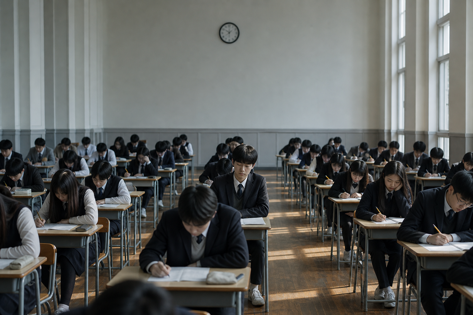 시험장에서 혼자 멈춰 있는 학생 — 계산이 아니라 문장에서 막힌 순간